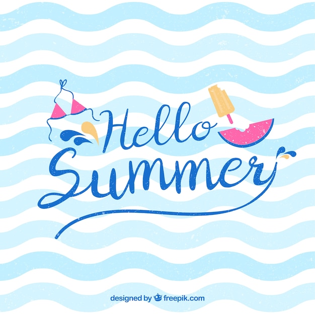 Hello summer background with water pattern