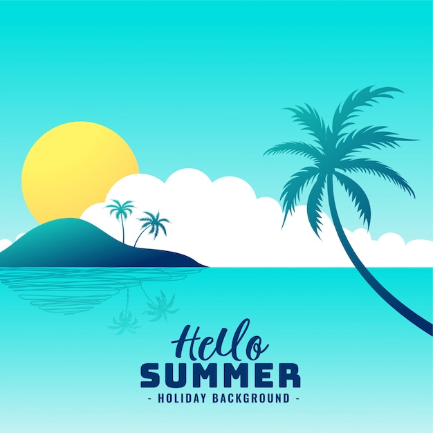 Free Vector hello summer beach paradise holiday background