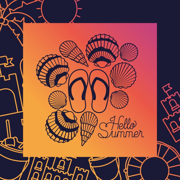 Hello summer  card with frame