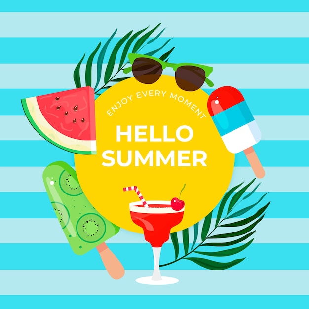 Free Vector hello summer concept in flat design