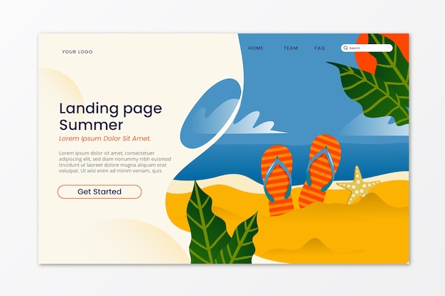 Free vector hello summer landing page concept