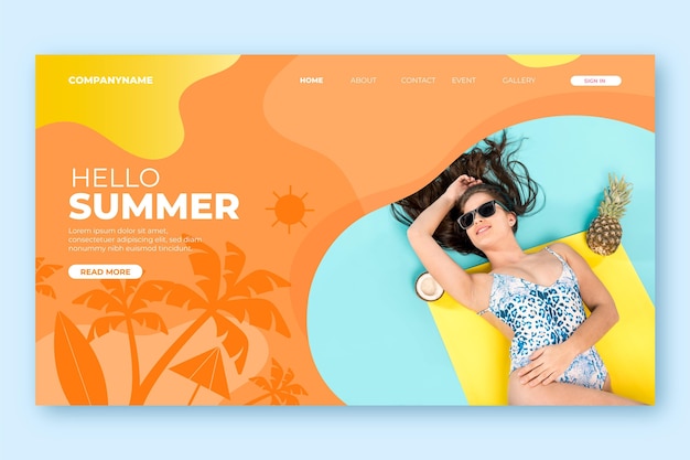 Hello summer landing page concept