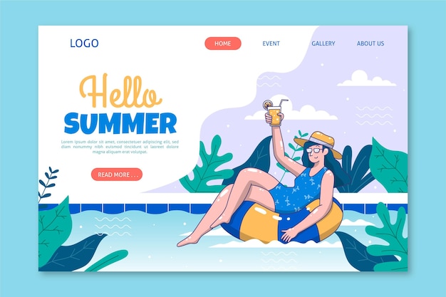 Hello summer landing page design