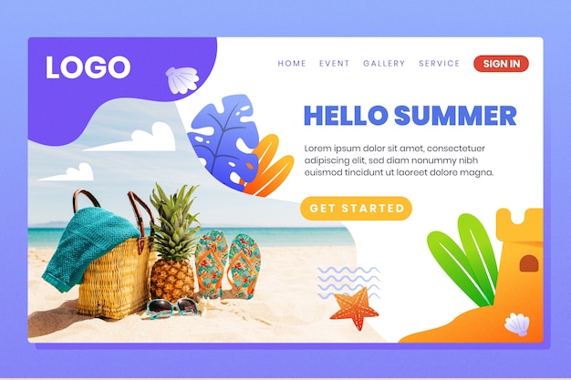 Hello summer landing page interface template