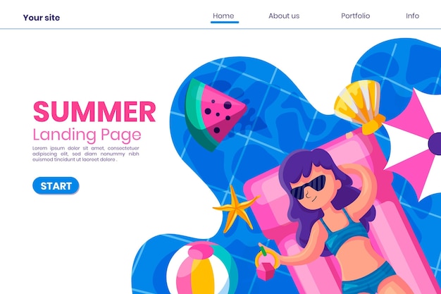 Free Vector hello summer landing page style