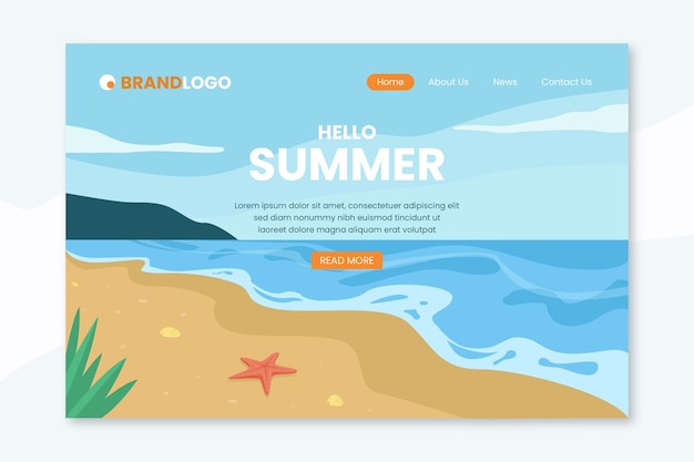 Hello summer landing page template style