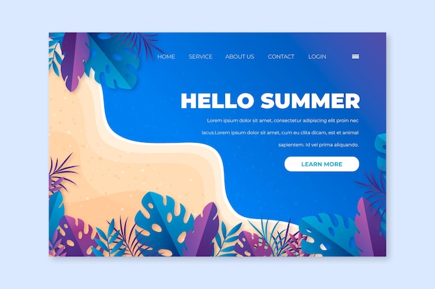 Free Vector hello summer landing page template style