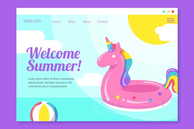 Hello summer landing page template