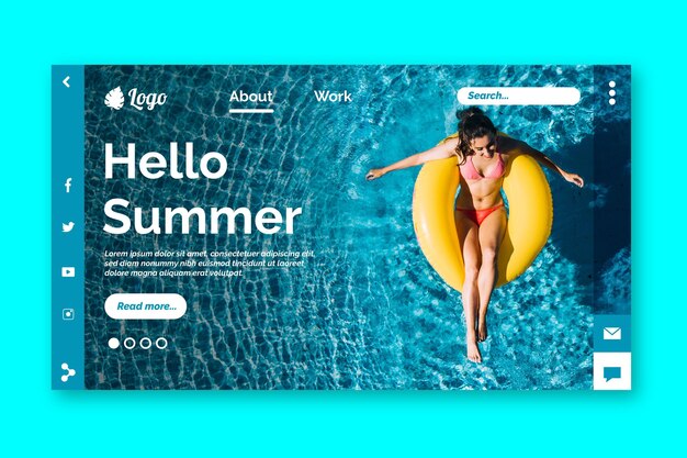 Hello summer landing page with photo