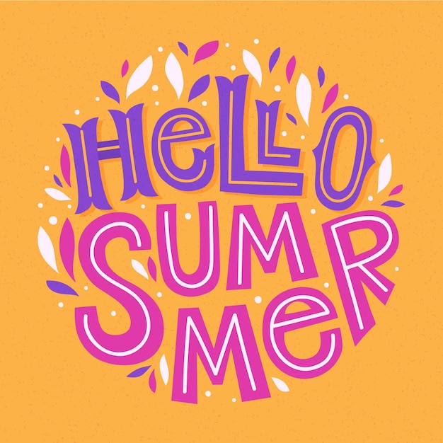 Hello summer lettering background