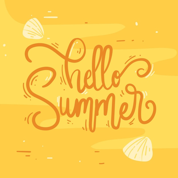 Hello summer lettering concept