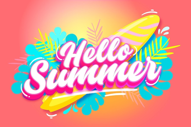 Hello summer lettering concept