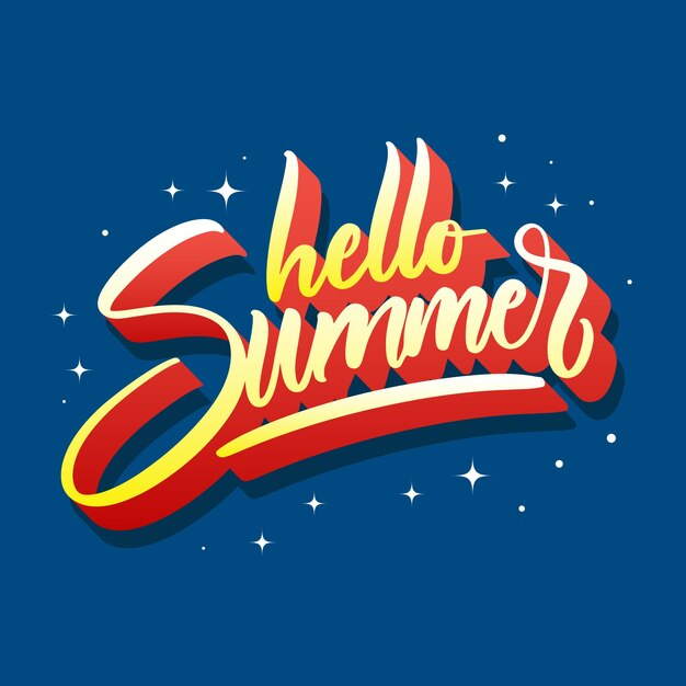 Hello summer lettering design