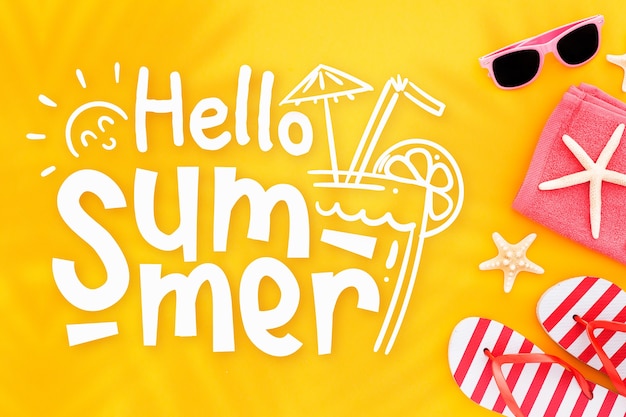 Hello summer lettering with photo