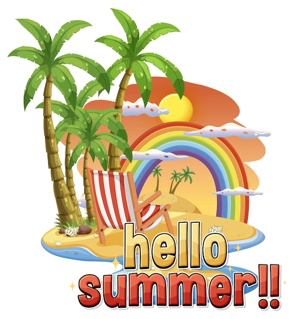 Hello summer logo template