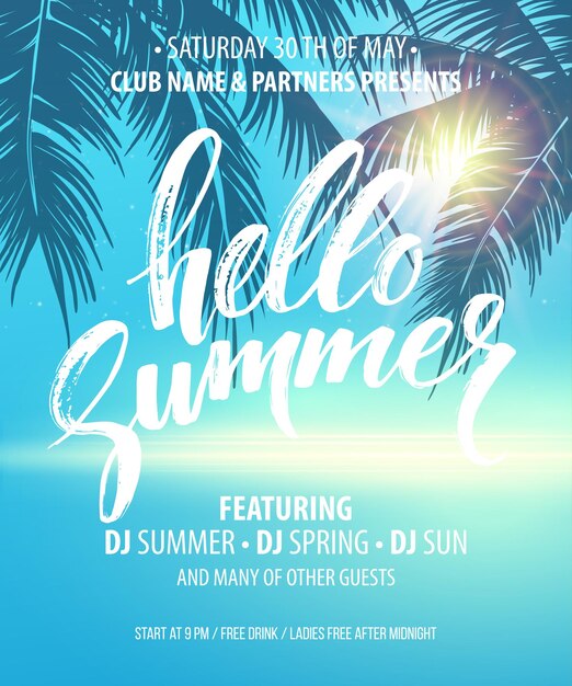 Hello Summer Party Flyer.