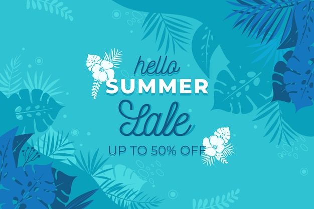 Hello summer sale in flat design