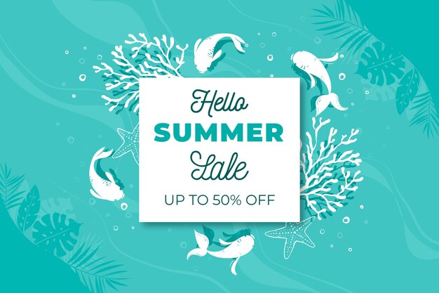 Hello summer sale in flat design