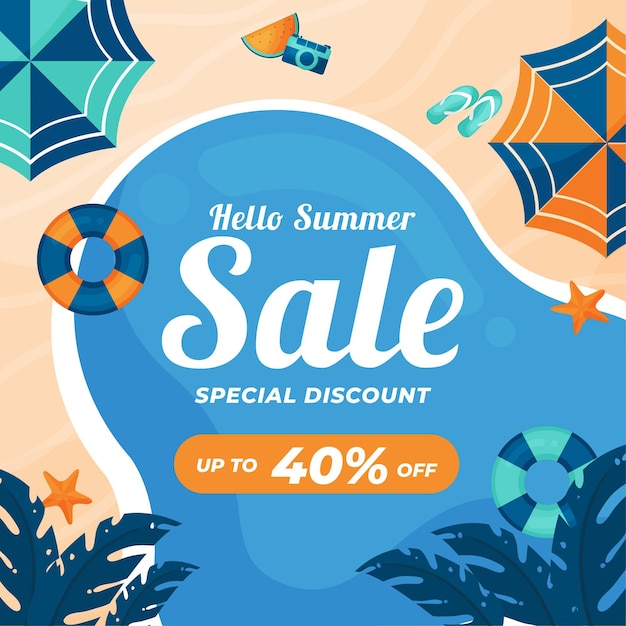 Hello summer sale flat style