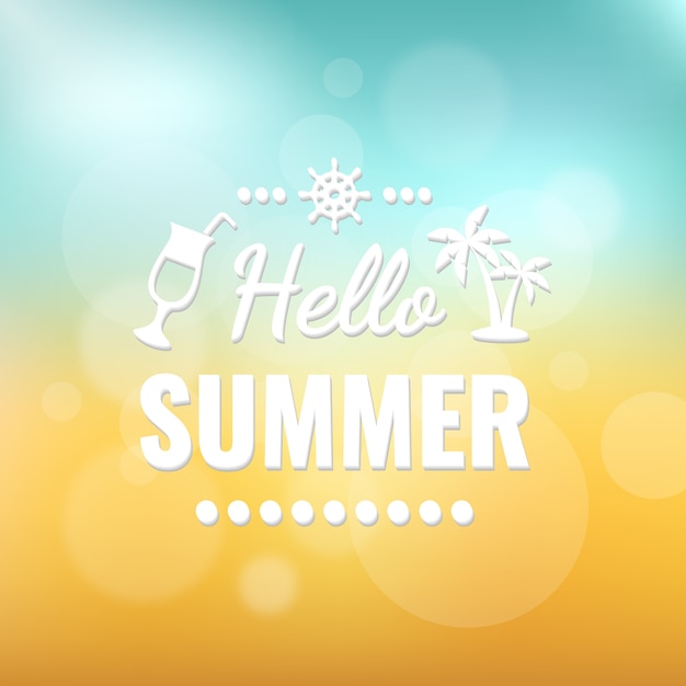 Hello summer sky and sand bokeh design