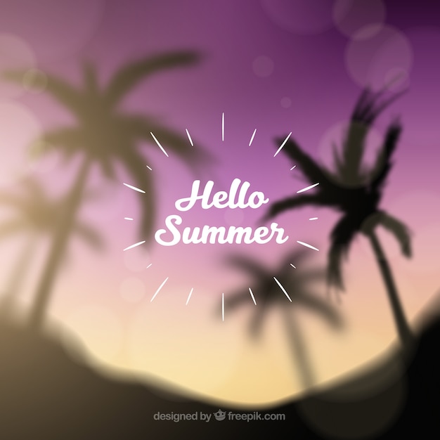 Free Vector hello summer with blurred background