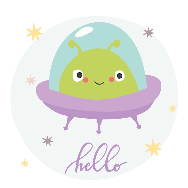 Free vector hello ufo illustration