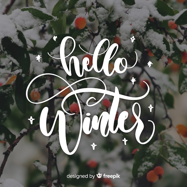 Hello winter lettering