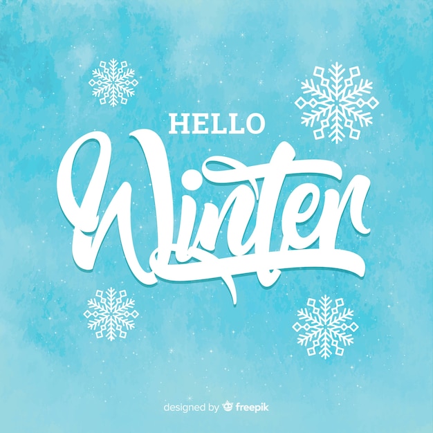 Hello winter lettering