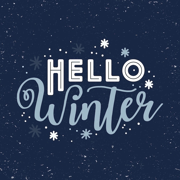 Hello winter lettering