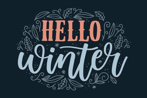 Hello winter lettering