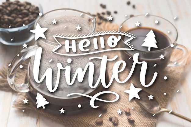 Hello winter lettering