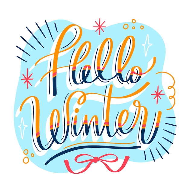 Free Vector hello winter message lettering