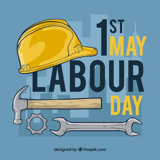 Free Vector helmet and tools labour day background