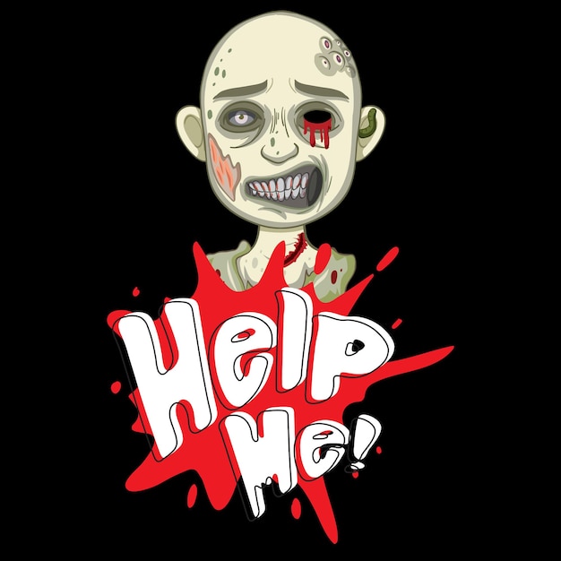 Free vector help me text design with creepy zombie