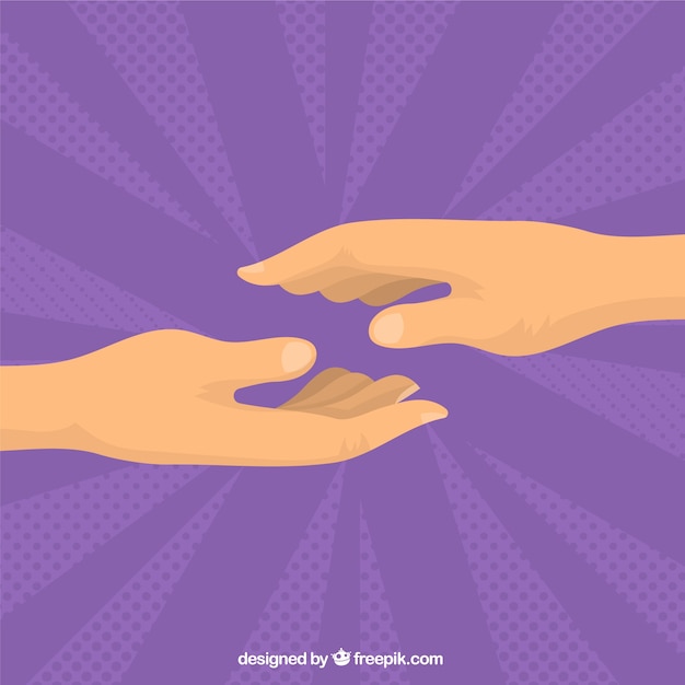 Free Vector helping hand to support background in flat style