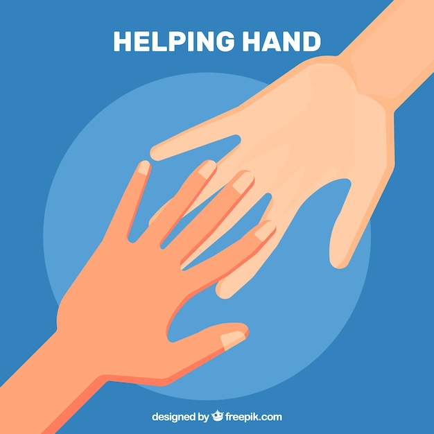 Free Vector helping hand to support background in flat style