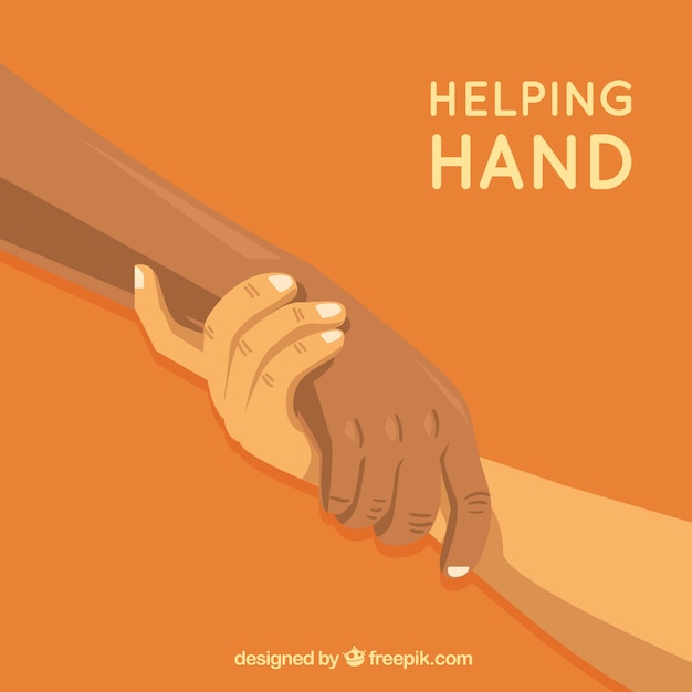 Free Vector helping hand to support background in flat style