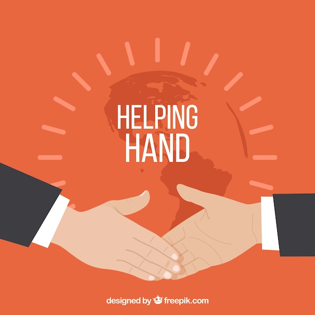 Free Vector helping hand to support background in flat style