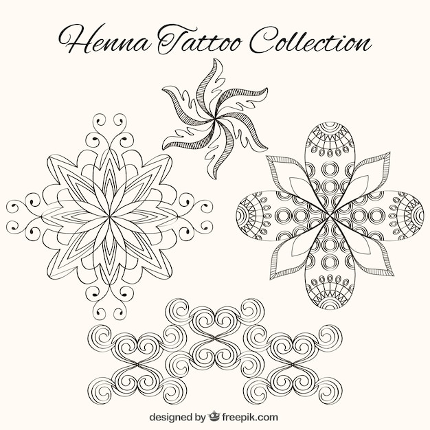 Free Vector henna tattoos, floral shapes