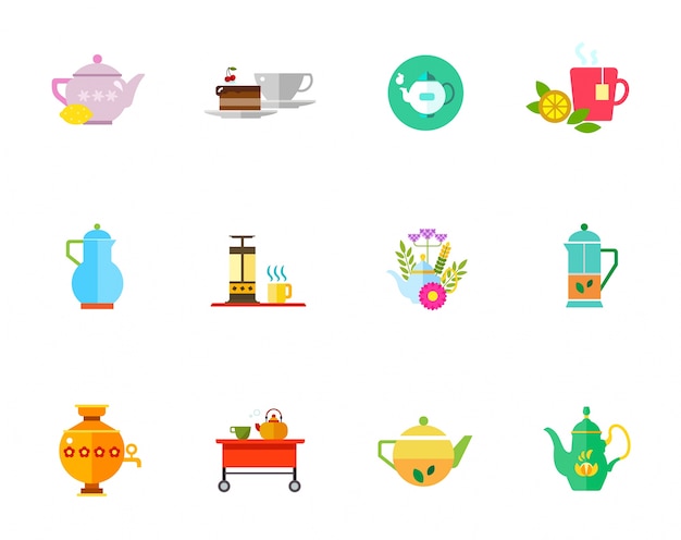 Free Vector herbal tea icon set