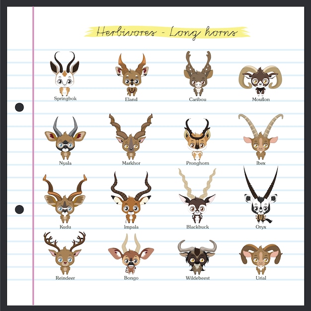 Free Vector herbivores long horns