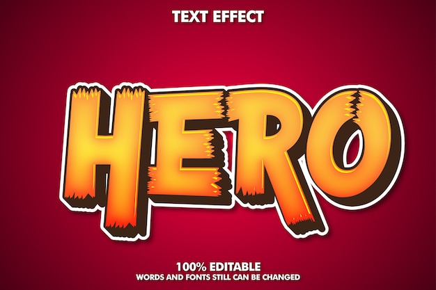 Free vector hero sticker label, editable cartoon text effect