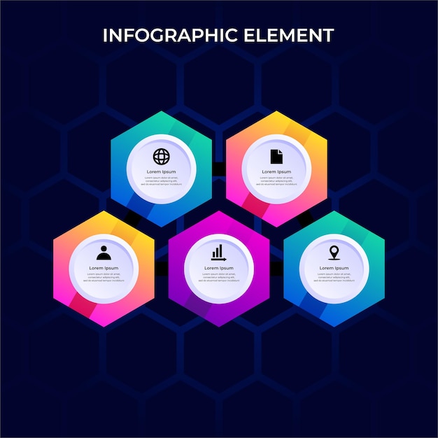 Free vector hexagon graphic element with modern gradient colors