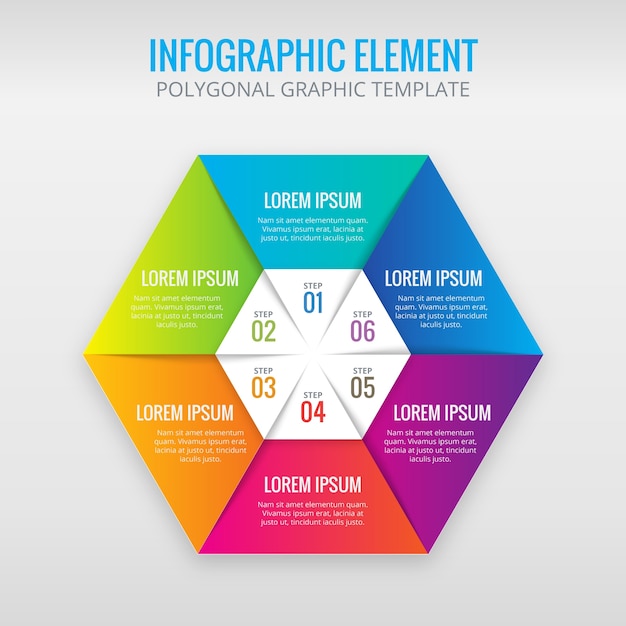 Hexagon infographic with 6 colors