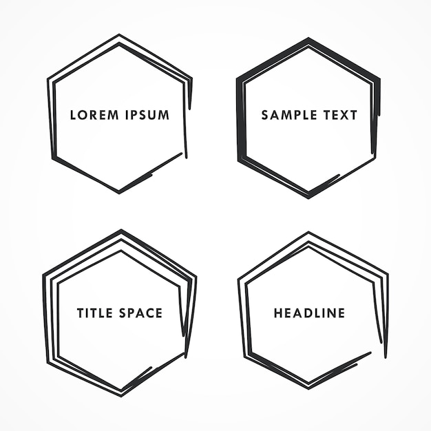 Hexagonal frame in scribble style