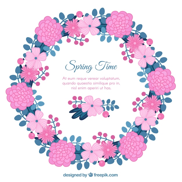 Hexagonal hand drawn floral wreath