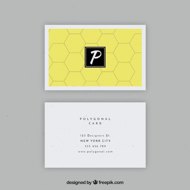 Free vector hexagonal yellow business card