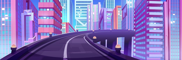 Free Vector highway flyover in modern city