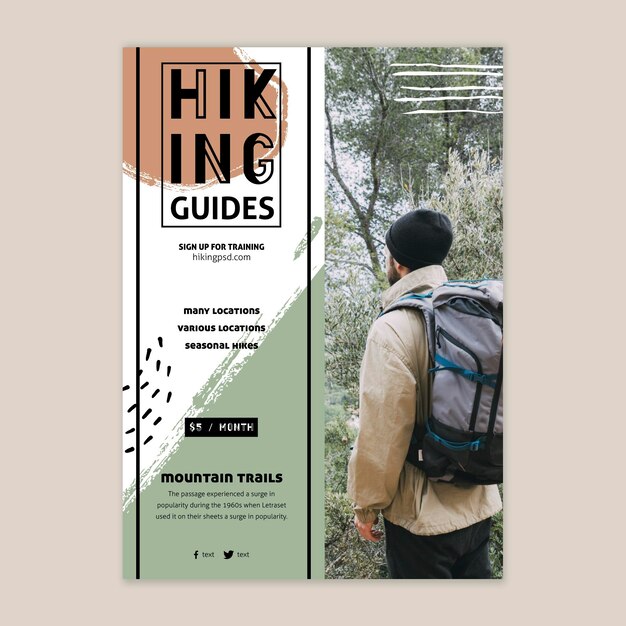 Hiking poster template