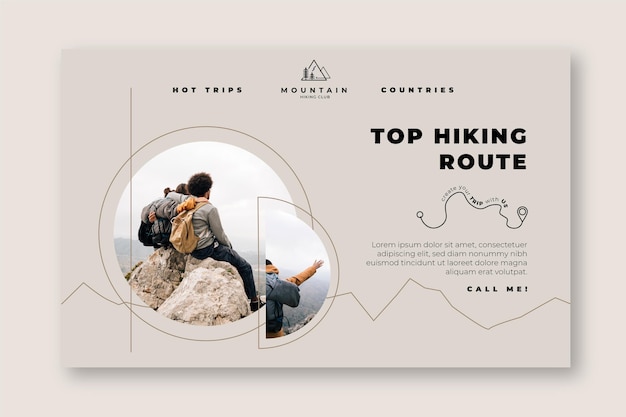 Free Vector hiking route landing page